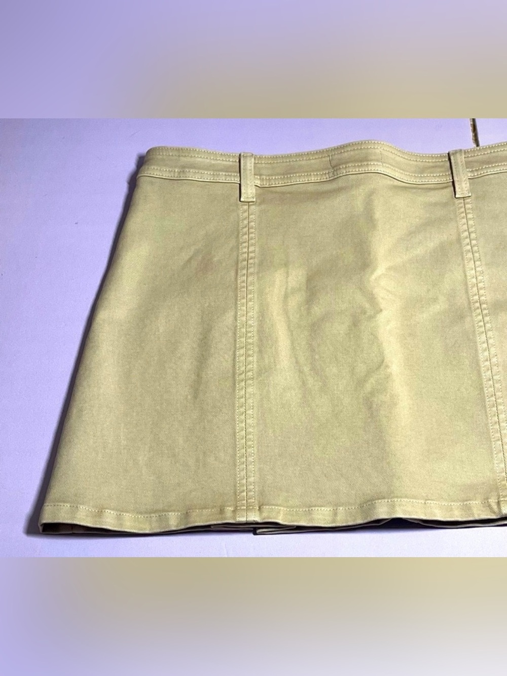 DL 1961 Size 28 Utility Mini Skirt Almond Soft Khaki Twill Classic Pleat Cotton - Picture 14 of 14